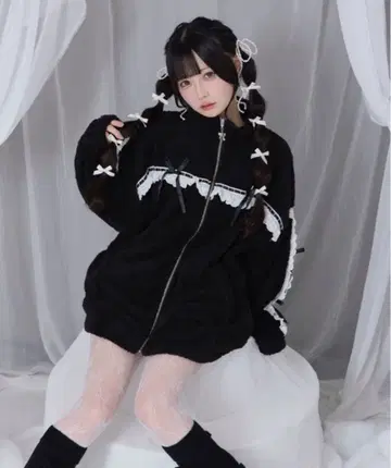 허니시나몬 코튼 레이스 페이크 보아 아우터