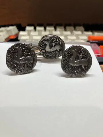 각인 실버 왕관 켈트풍 넥타이핀 커프스