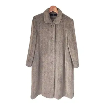 알파카 68% 울 고급 헤링본 A라인 롱 코트