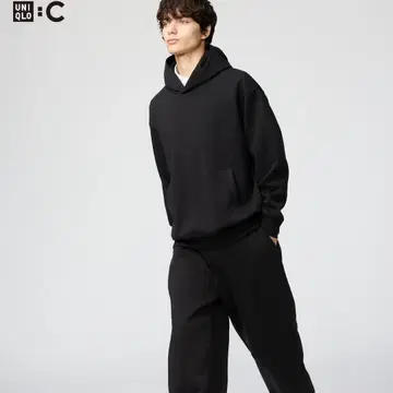 유니클로 C 맨투맨 와이드 팬츠 XS 블랙 블랙 기장 표준