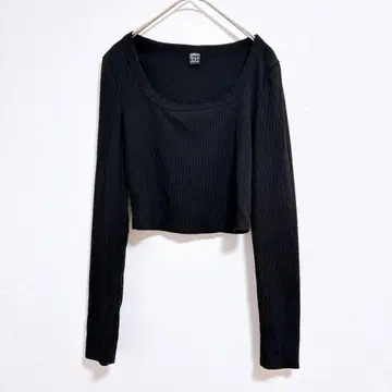 [ 쉬인 ] 긴팔 티셔츠 여성용 상의 숏 기장 블랙