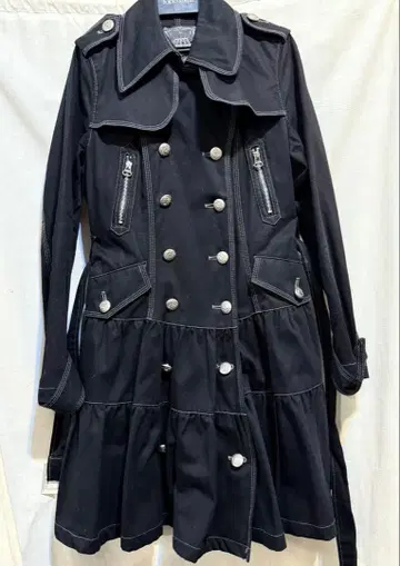 아르곤킨 프릴 트렌치코트 블랙 고스로리 펑크