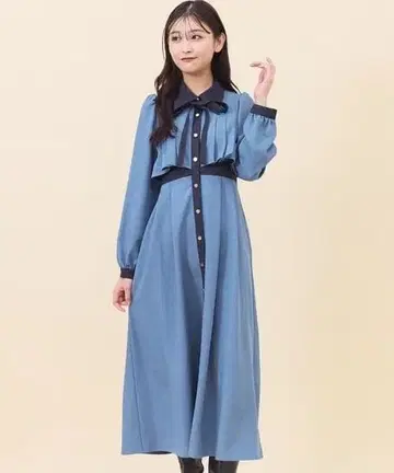 RADYAZEL 바이컬러 턱 플리츠 셔츠 원피스 S 사이즈 보타이 없음