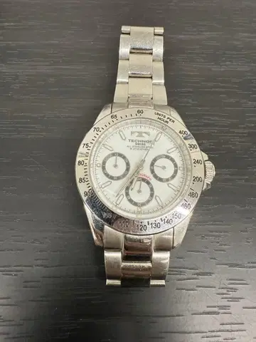 새상품급 TECHNOS 크로노그래프 손목시계 스테인리스 39mm