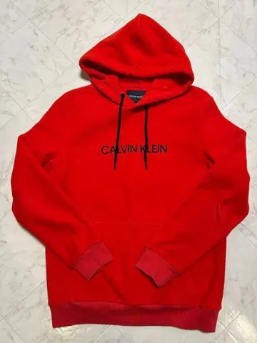 정품 새상품급 레어 CALVIN KLEIN 후드 부착 보아 후드티 레드