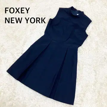 새상품급 폭시 뉴욕 슬리브리스 원피스 42 플레어 네이비