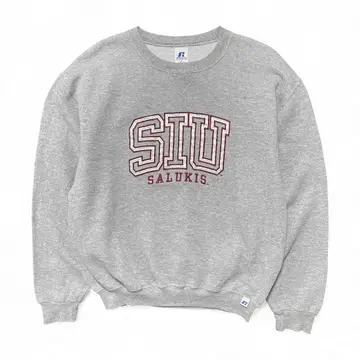 구제 의류 러셀 서던일리노이 대학 칼리지 크루넥 앞 V 맨투맨