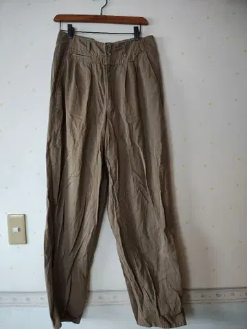 남성용 허리 턱 베이지 치노 팬츠