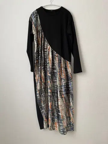오스모시스 로프 이소재 멀티 컬러 롱 원피스