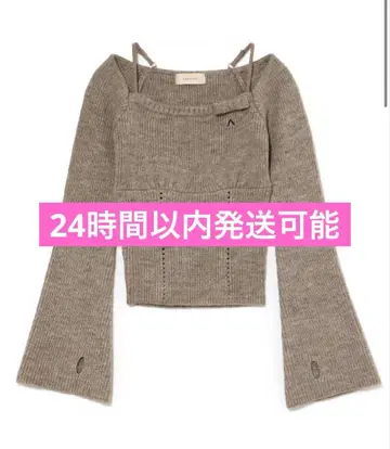 andmary Baby ribbon knit tops gray