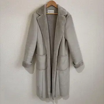 archives 페이크 무스탕 롱 코트 M 그레이지 아카이브