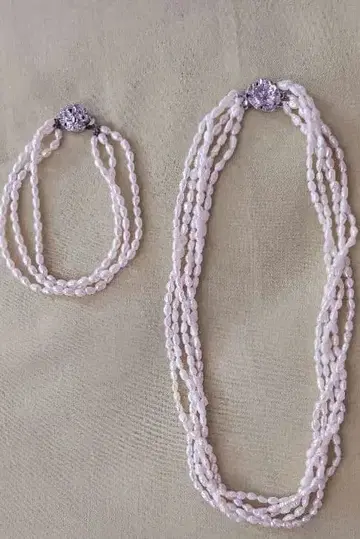 담수 진주 목걸이 팔찌 세트