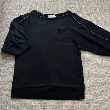 Wafflish Waffle 블랙 5부 소매 티셔츠