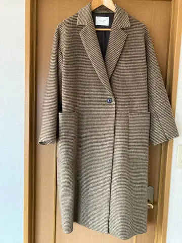 퍼블릭 도쿄 체크 오픈 슬리브 코트 모 100% 일본제