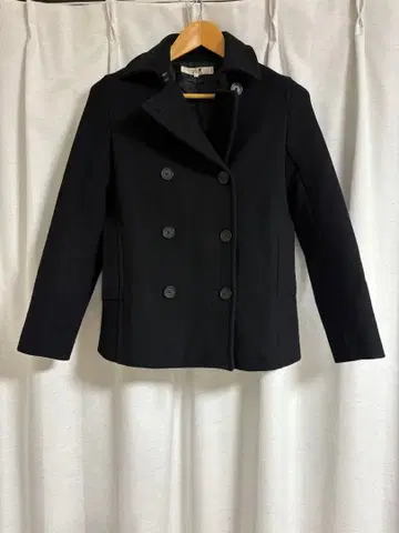 23구 울 피코트 블랙 캐시미어 혼방 38 M