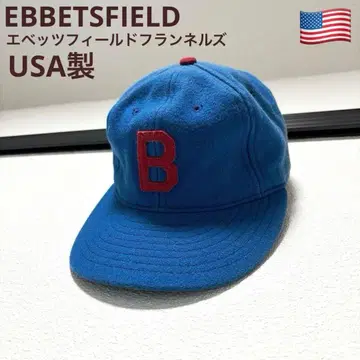 USA 이벳필드 플란넬 파란색 B 자수 6패널 캡