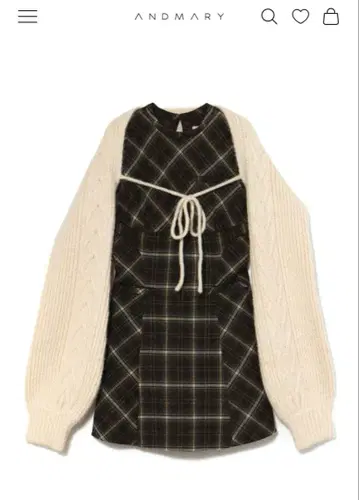 andmary Mimi 체크 세트 미니 드레스 브라운