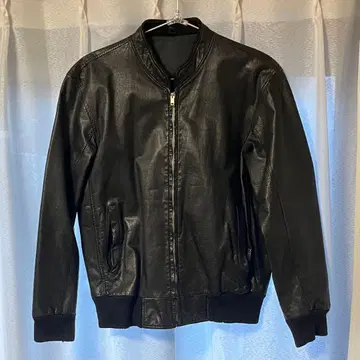 블랙 가죽 자켓 스탠드 카라 M