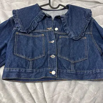 [ ZARA ] 프릴 옷깃 다크 블루 데님 자켓