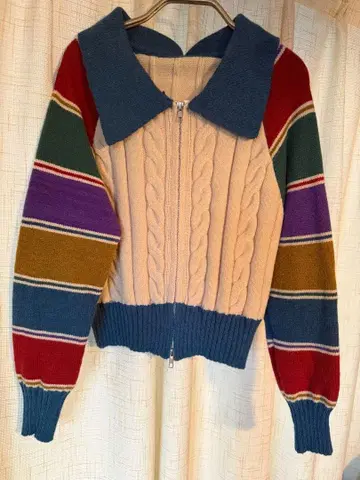 컬러풀 케이블 짜임 니트 스웨터 원사이즈