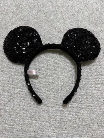 디즈니 미키마우스 귀 머리띠 블랙 스팽글