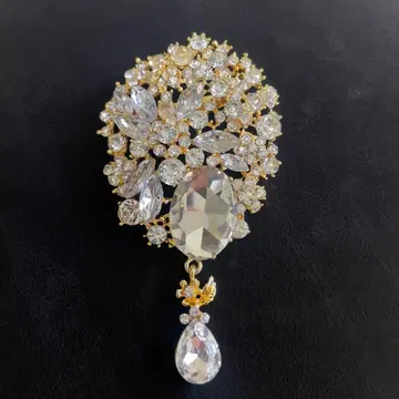 [ 18 ] 큰 크리스탈 브로치 빈티지 엘레강트