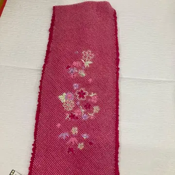 순수 실크 쥐어짜기 꽃무늬 자수 핑크 오비 장식 천