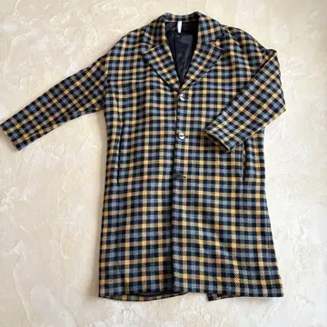 ZARA 자라 남성용 체크 무늬 체스터 코트 M