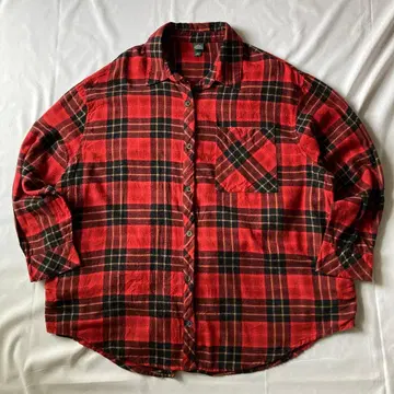 00s 체크 플란넬 셔츠 빨간색 그런지 Y2K 헤이세이 인기 구제 의류