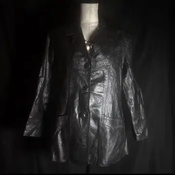 [ 블랙 레더 자켓 mood y2k ]