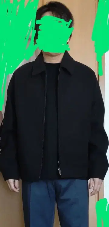 글로벌 워크 울리 테크 지퍼 블루종 M 사이즈 블랙