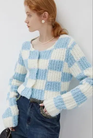 Fano Studios 체커보드 니트 가디건