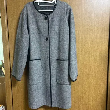 그레이 헤링본 롱 코트