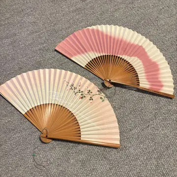꽃무늬 핑크 그라데이션 부채 2개 세트