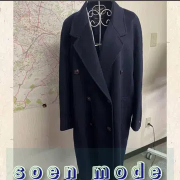 spen mode 네이비 더블 브레스트 롱 코트 F 사이즈