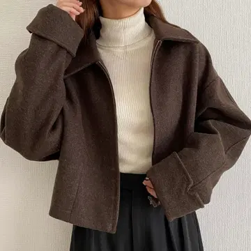 [ 새상품 ] callautia 브라운 카라 부착 블루종 자켓