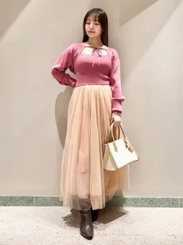 핑크 슬리브리스 니트 샤샤 스커트