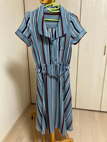 REDYAZEL 스트라이프 셔츠 원피스 반팔