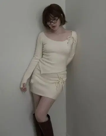 [정품] Flower knit set up ivory