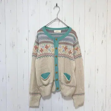 Y202 레트로 가디건 니트 꽃무늬 파스텔 컬러 프리 사이즈 구제 의류