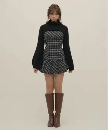 [정품] andmary Lulu check set mini dress