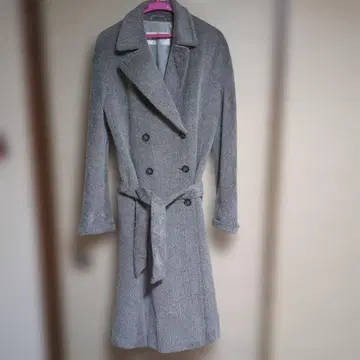 그레이 더블 브레스트 롱 코트