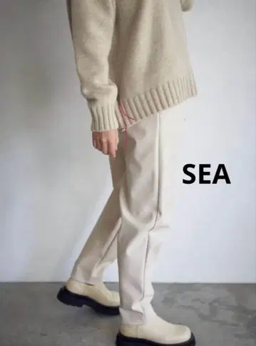 SEA 비건 가죽 팬츠 화이트 내추럴 베이지