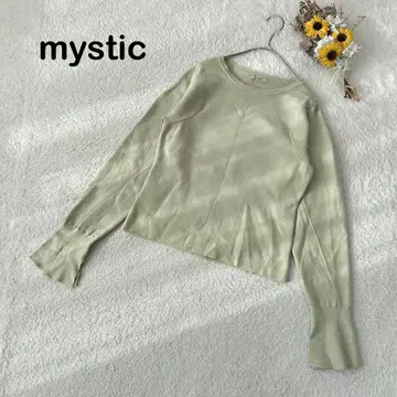 [ mystic 미스틱 ] 퍼프 슬리브 크롭 니트 라이트 그린 그린