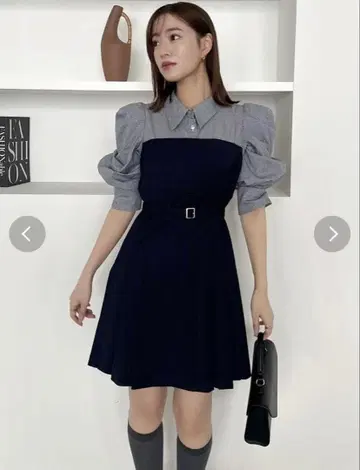 더즈린 레이어드 셔츠 미니 원피스