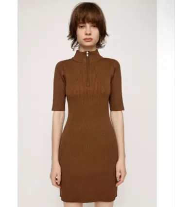 SLY/브라운 하프 지퍼 미니 원피스