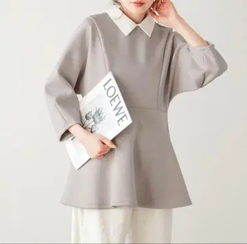 AMELY by La-gemme 페플럼 카라 부착 2way 종이상자 니트