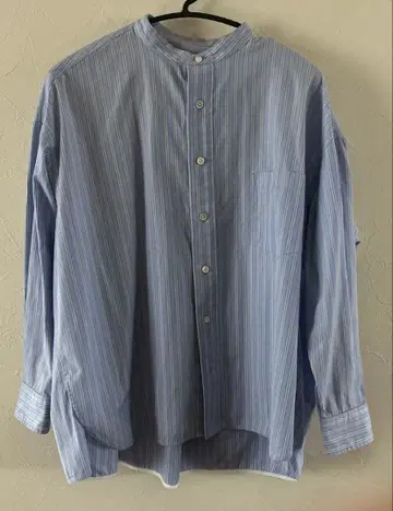 TICCA 스퀘어 빅 셔츠 스트라이프 밴드 카라