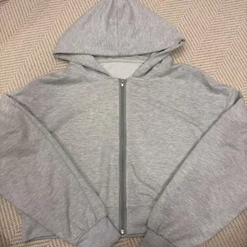 그레이 후드 부착 지퍼 후드티