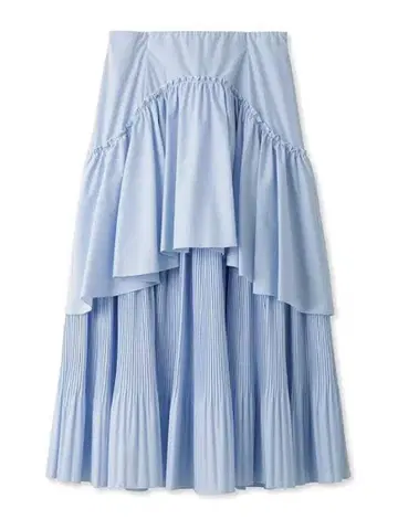 라이트 블루 플리츠 스커트 레이어드